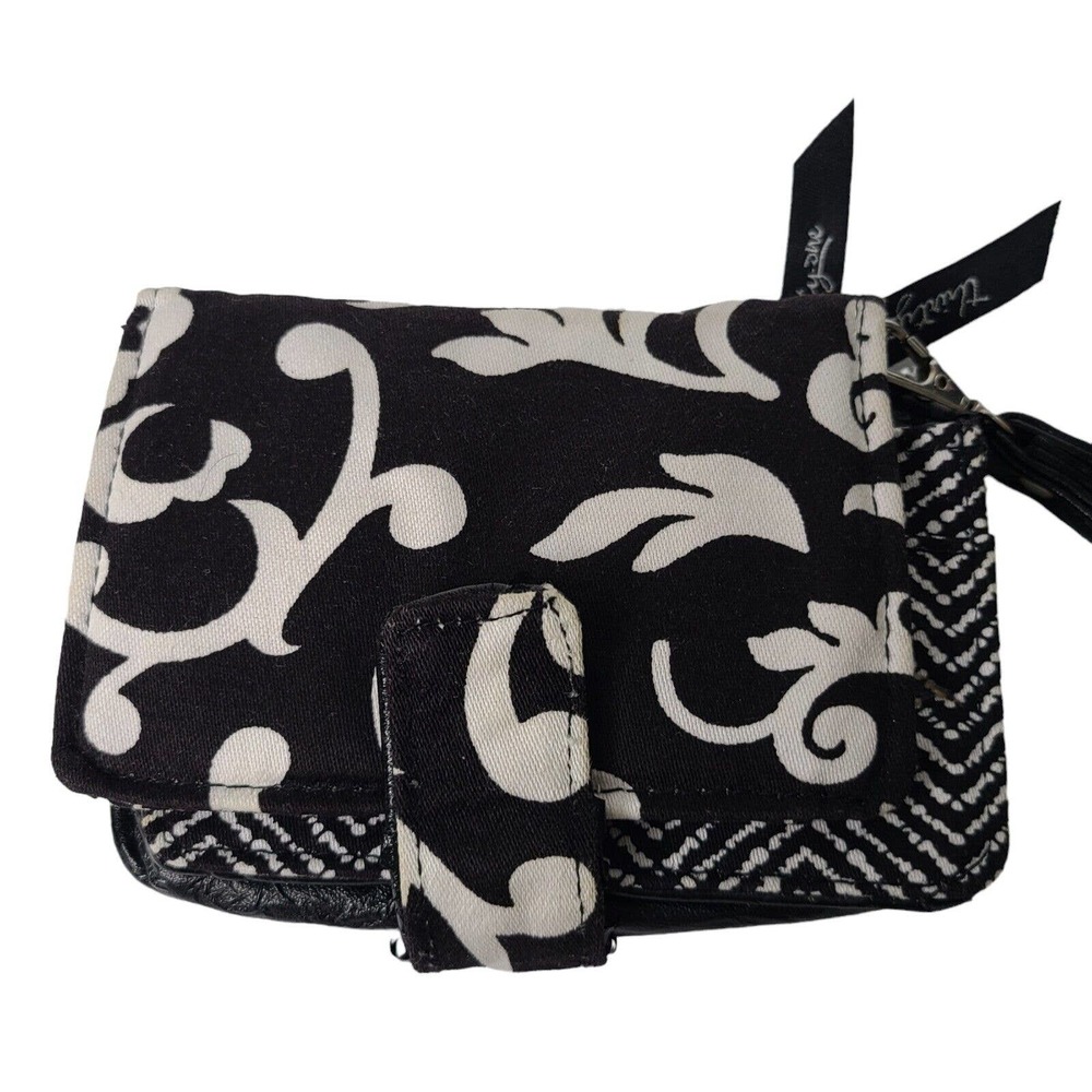 Vera Bradley "Night and Day" Black &‎ White Quilted Snap Coin Purse/Mini Wallett - Picture 3 of 8